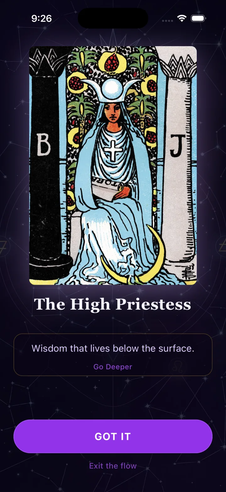 Echo Arcana — The High Priestess card detail